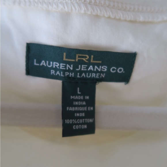 Lauren‎ Ralph Lauren Cream Textured Short Sleeve Tee - size Large - Picture 2 of 5